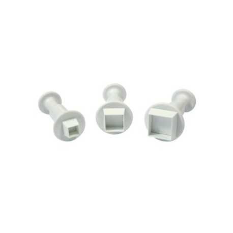 PME 10211 PME SQUARE Plungers Cutter 3pce Set Fondant Cutters & Plungers