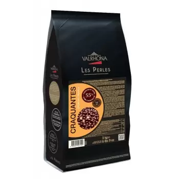 Valrhona  Dark Chocolate Crunchy Pearls 55% - Toasted Cereal Covered in Dark Chocolate - 3Kg Bag