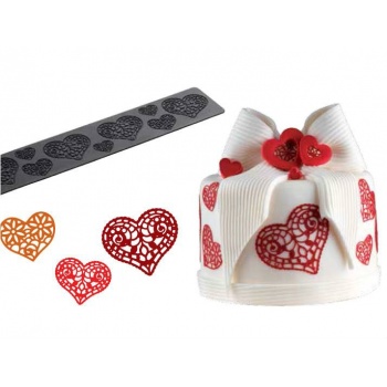 Silikomart 33.091.20.0196 Silikomart Sugar Lace Silicone Mat - TRD11 - Hearts Magic Décor Edible Lace Molds and Mats