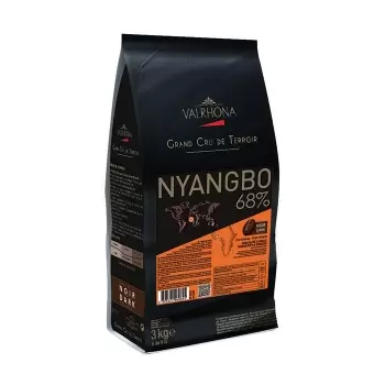 Valrhona Single Origin Grand Cru Chocolate Nyangbo 68% cocoa 31% sugar 44.1% fat content  - 3Kg  - Feves
