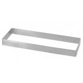 De Buyer 3099.32 De Buyer L'Ecole Valrhona Stainless Steel Perforated Tart Ring - Rectangle 9 7/8''x 3 1/8'' - 3/4'' High Rec...