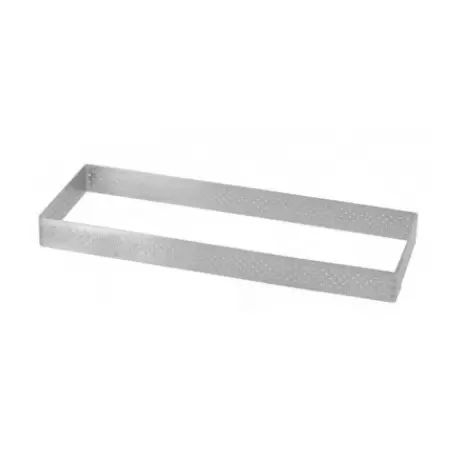 De Buyer 3099.32 De Buyer L'Ecole Valrhona Stainless Steel Perforated Tart Ring - Rectangle 9 7/8''x 3 1/8'' - 3/4'' High Rec...