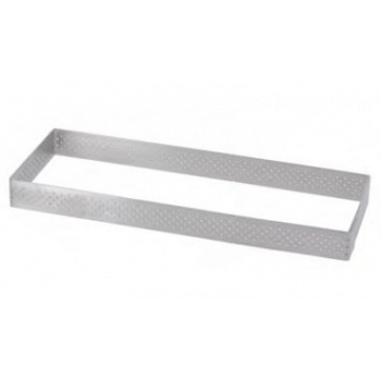 De Buyer 3099.33 De Buyer L'Ecole Valrhona Stainless Steel Perforated Tart Ring - Rectangle 11''x 4 3/8'' - 3/4'' High Rectan...