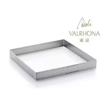 De Buyer 3099.20 De Buyer L'Ecole Valrhona Stainless Steel Perforated Tart Ring - 3/4'' High Square L. 3 1/8'' Square Tarts R...