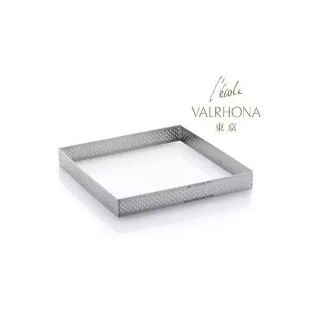 De Buyer 3099.20 De Buyer L'Ecole Valrhona Stainless Steel Perforated Tart Ring - 3/4'' High Square L. 3 1/8'' Square Tarts R...