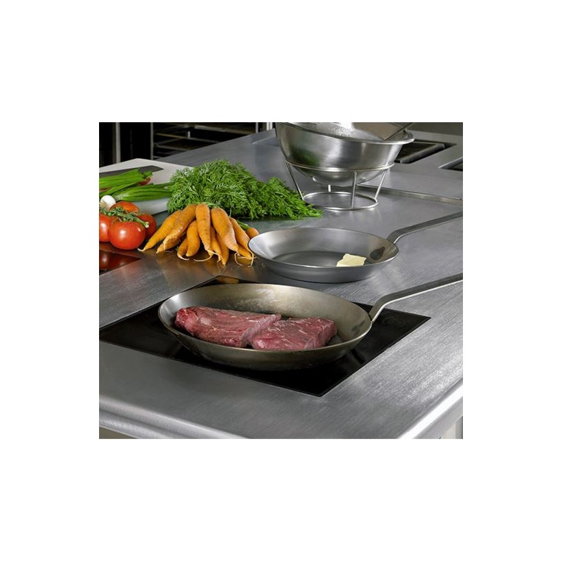 Matfer Bourgeat 12 5/8 Sleek Black Carbon Steel Fry Pan(6/CASE)