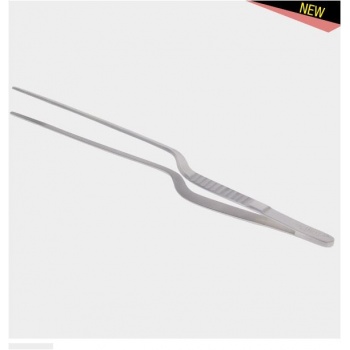 De Buyer 4237.20 De Buyer Stainless Steel Long Curved Tweezers for Plate Decorating - 20cm Chef's Plating Tools