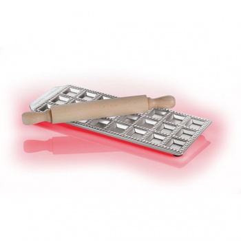 Paderno 49840-30 24-Imprint Ravioli Mold & Rolling Pin Set, L 9.25 x W 5.75 x H 0.5 Pasta Machines and Accessories