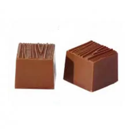 Chocolate World CW1676 Polycarbonate Wooden Square Chocolate Mold - 22.5 x 22.5 x 19.5 mm - 11.5gr - 4x8 Cavity - 275x135x24m...