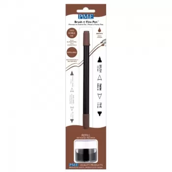 PME Brush & Fine Refillable Edible Pen with 8g Refill Jar - Brown