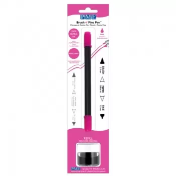 PME PE040 PME Brush & Fine Refillable Edible Pen with 8g Refill Jar - Pink Edible Markers