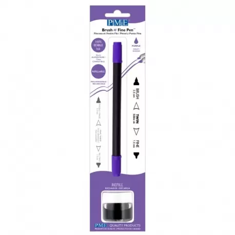PME PE041 PME Brush & Fine Refillable Edible Pen with 8g Refill Jar - Purple Edible Markers