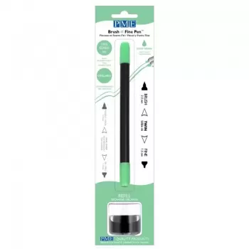 PME PE036 PME Brush & Fine Refillable Edible Pen with 8g Refill Jar - Light Green Edible Markers