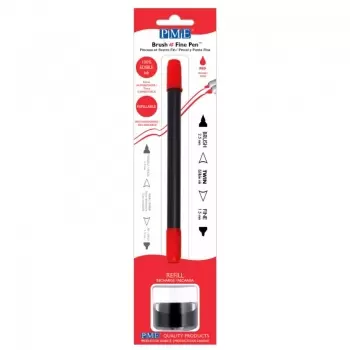 PME PE033 PME Brush & Fine Refillable Edible Pen with 8g Refill Jar - Red Edible Markers