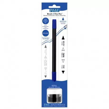 PME PE039 PME Brush & Fine Refillable Edible Pen with 8g Refill Jar - Royal Blue Edible Markers
