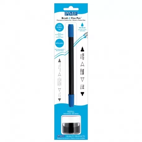 PME PE034 PME Brush & Fine Refillable Edible Pen with 8g Refill Jar - Sea Blue Edible Markers