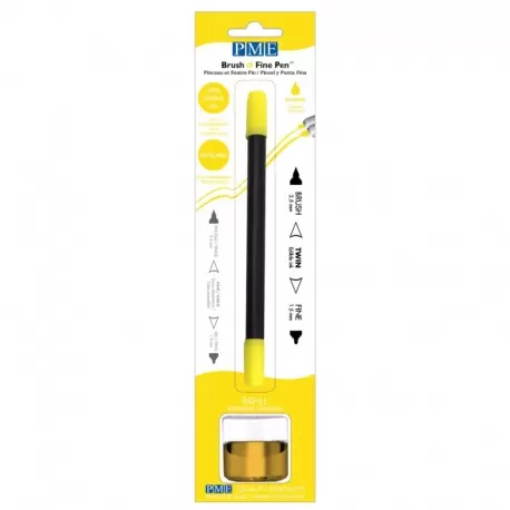 PME PE031 PME Brush & Fine Refillable Edible Pen with 8g Refill Jar - Yellow Edible Markers