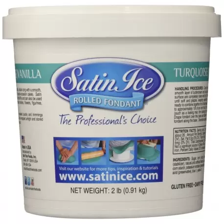 Satin Ice 750322I Satin Ice Rolled Fondant Vanilla 2 Lb - Turquoise Fondant & Gumpaste