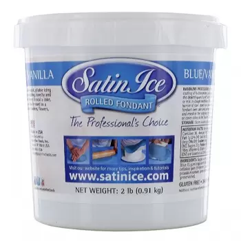 Satin Ice 750322B Satin Ice Rolled Fondant Vanilla 2 Lb - Blue Fondant & Gumpaste
