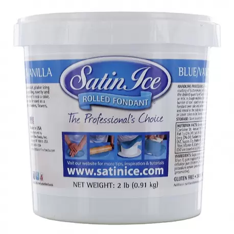 Satin Ice 750322B Satin Ice Rolled Fondant Vanilla 2 Lb - Blue Fondant & Gumpaste