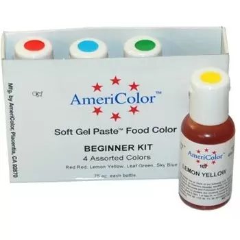 Americolor A760170 Americolor Soft Gels Beginner Kit - 4 Assorted Colors 0.75oz Americolor Gel Food Coloring