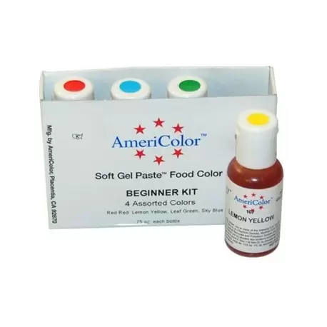 Americolor A760170 Americolor Soft Gels Beginner Kit - 4 Assorted Colors 0.75oz Americolor Gel Food Coloring