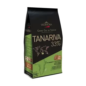 Valrhona 4659 Valrhona Single Origin Grand Cru Chocolate Tanariva 33% cocoa 38% sugar 35.4% fat content 28% Milk - 3Kg - Feve...