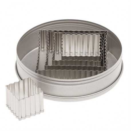 Ateco 5203 Ateco Fluted Square Stainless Steel Cookie Cutter Set - 5pces Stainless Steel Cookie Cutters