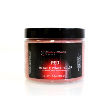 Pastry Chef's Boutique Metallic Powder Color for Chocolate and Pastry Decoration - RED METALLIC -  20gr - 0.7oz