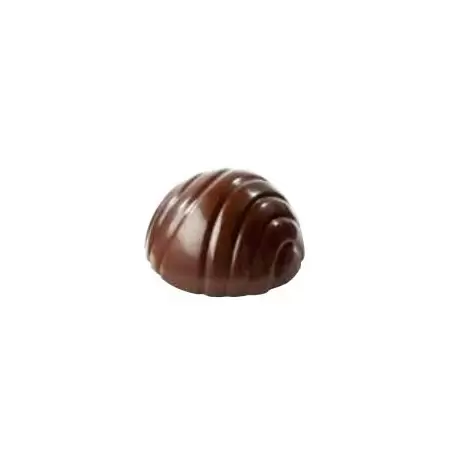 Chocolate World CW1772 Polycarbonate Striped Hemisphere Half Sphere Chocolate Mold Ø 26.5 - 26.5 x 26.5 x 14 mm - 6gr - 3x7 C...