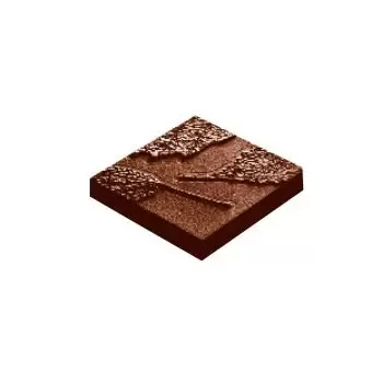 Chocolate World CW1669 Polycarbonate Cocoa Leaf Napolitain Chocolate Mold - 41 x 41 x 7 mm - 13gr - 2x5 Cavity - 275x135x24mm...