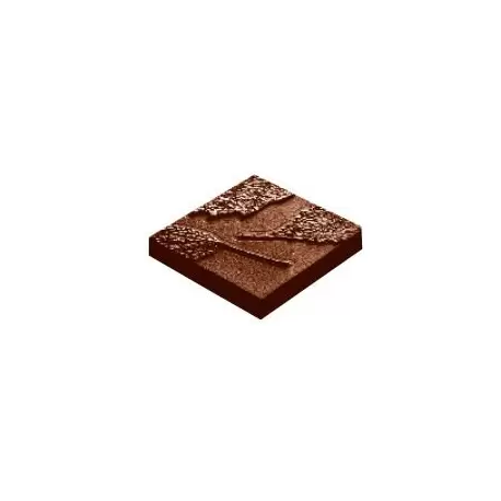 Chocolate World CW1669 Polycarbonate Cocoa Leaf Napolitain Chocolate Mold - 41 x 41 x 7 mm - 13gr - 2x5 Cavity - 275x135x24mm...