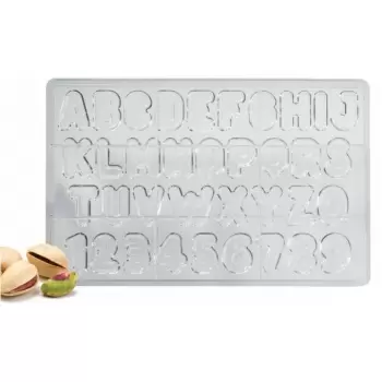 Martellato MA3005 Polycarbonate Chocolate Mold - Aphabet and Numbers - H 30mm - 275x175mm Chocolate Decoration Molds