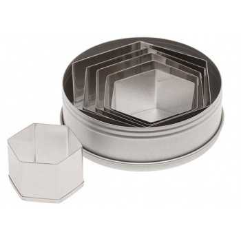 Ateco 5251 Ateco Plain Hexagon Stainless Steel Cookie Cutter Set -6pcs Stainless Steel Cookie Cutters