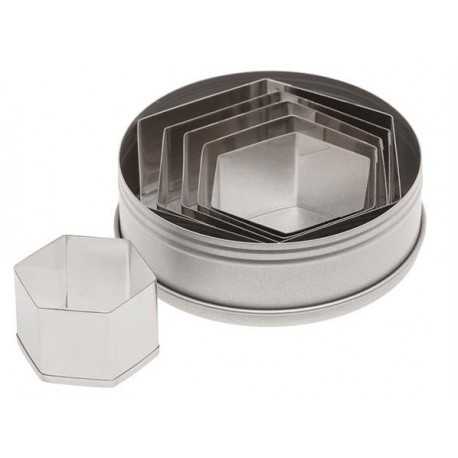 Ateco 5251 Ateco Plain Hexagon Stainless Steel Cookie Cutter Set -6pcs Stainless Steel Cookie Cutters