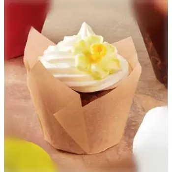 Novacart Mini Nat200 Mini Tulip Cupcake Liners Natural Color - 150 pcs Tulip Cupcake Liners