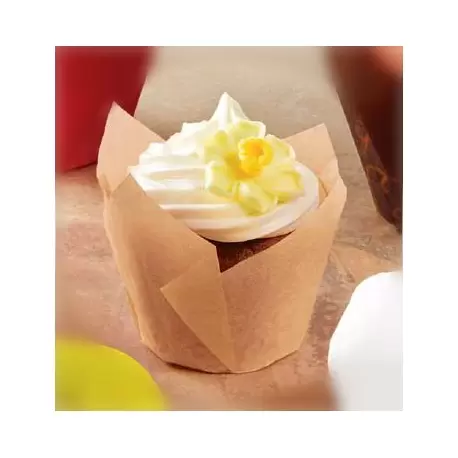 Novacart Mini Nat200 Mini Tulip Cupcake Liners Natural Color - 150 pcs Tulip Cupcake Liners