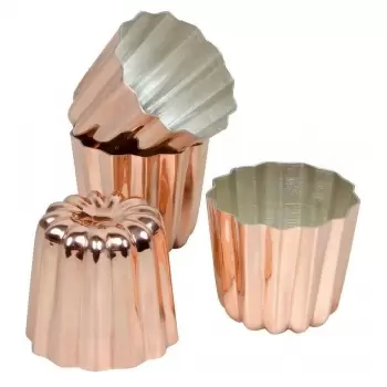 Matfer Bourgeat 340416 Matfer Bourgeat Cannele Copper Tin Lined Molds - 1 3/4, 1 3/4 Baba & Canneles Molds