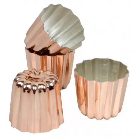 Matfer Bourgeat 340417 Matfer Bourgeat Cannele Copper Tin Lined Molds - 2 3/16, 2 3/16 Baba & Canneles Molds