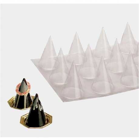 De Buyer 04500 Cones Plastic Thermoformed Molds - Pack of 5 Sheets - 12 Molds each - 3.54'' High Thermoformed Chocolate Molds
