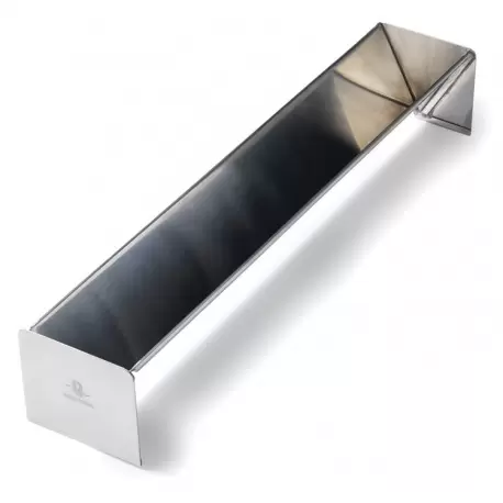 Matfer Bourgeat 340622 Matfer Bourgeat Stainless Steel Triangle Yule Log Buche Cake Mold - 19 3/4'' x 3 1/2'' x 3'' - 2Lbs Lo...