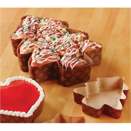 Novacart G9F14003 Albero Large Christmas Tree Paper Loaf Cake Mold - 12 1/4''x9 1/2''x2 3/8''- 320 pcs Cake and Loaf Paper Pans