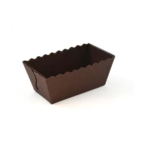 Novacart M17982- Easy Bake Brown Mini Cake Loaf Mold with Tabs Poly-Laminated- 3 1/8''x1 9/16''x 1 5/8'' - 500pcs Cake and Lo...