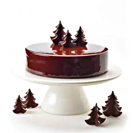 S0306 Rubber Chocolate chablons - Winter Trees Clips - Medium 5.5cm x 5.5cm Chocolate Chablons Mats