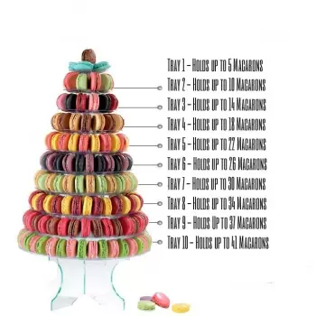 Clear Pyramid Display for Macarons - Holds up to 237 Macarons - Ht 46 cm - Ø base 33 cm.