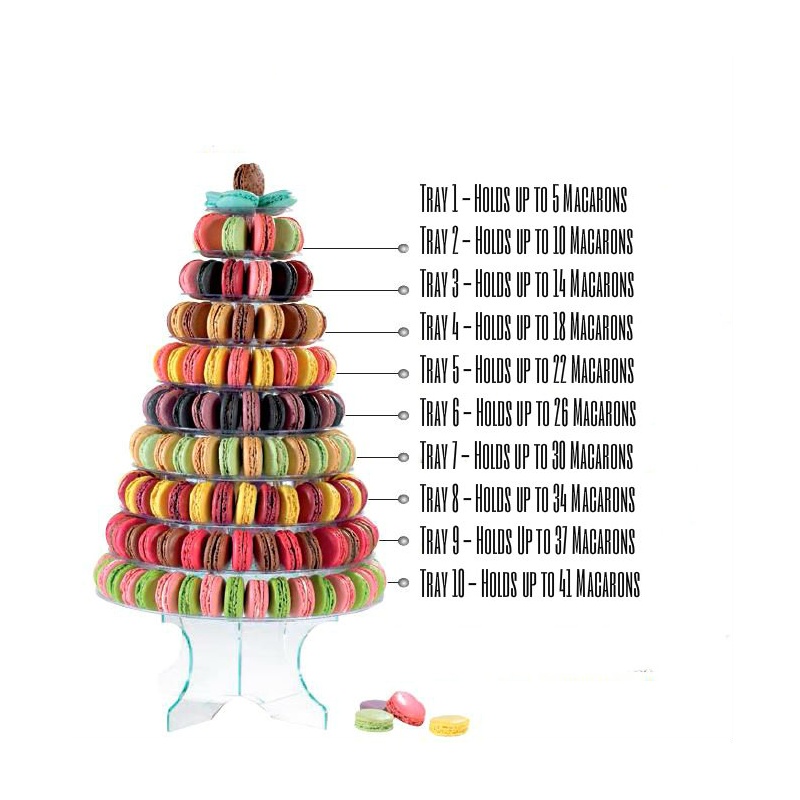 4 Tier Macaron Tower Pyramid Square Display Stand for French Macarons 