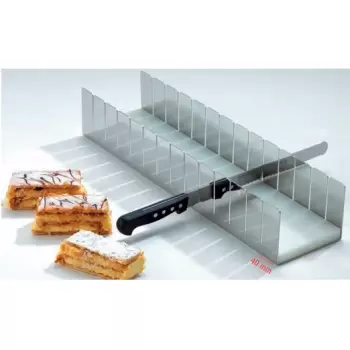 Long Rectangle Pastry Cutter Slicer Cutting Frame for Perfect Rectangle Part Cutting - 14 Slices 40x135mm