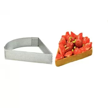 Pastry Chef's Boutique 06492 Microperforated Triangle Tart Ring - 12 x 10.5cm - 2 cm High Finger & Individual Tart Rings