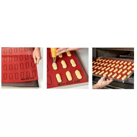 Pavoni FOROSIL MINI ECLAIR Pavoni Forosil MINI ECLAIR Microperforated Mat - 600 mm x 400 mm - 48 Mini Eclairs Silpat Baking Mat