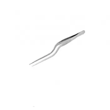 Pastry Chef's Boutique 1699 Offset Culinary Tweezers - Stainless Steel - 6.3'' Chef's Plating Tools
